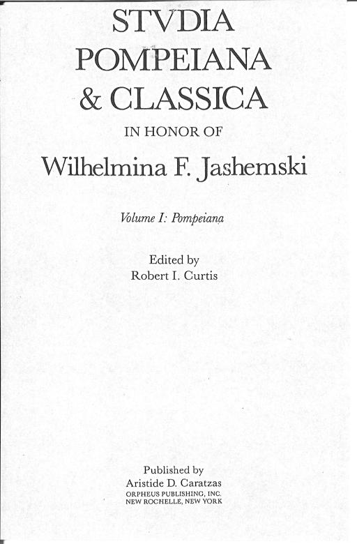 Curtis' book, Studia Pompeiana & Classica